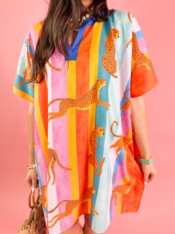 The Milleigh Short Kaftan-Leopard Print
