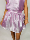 pink metallic skirt