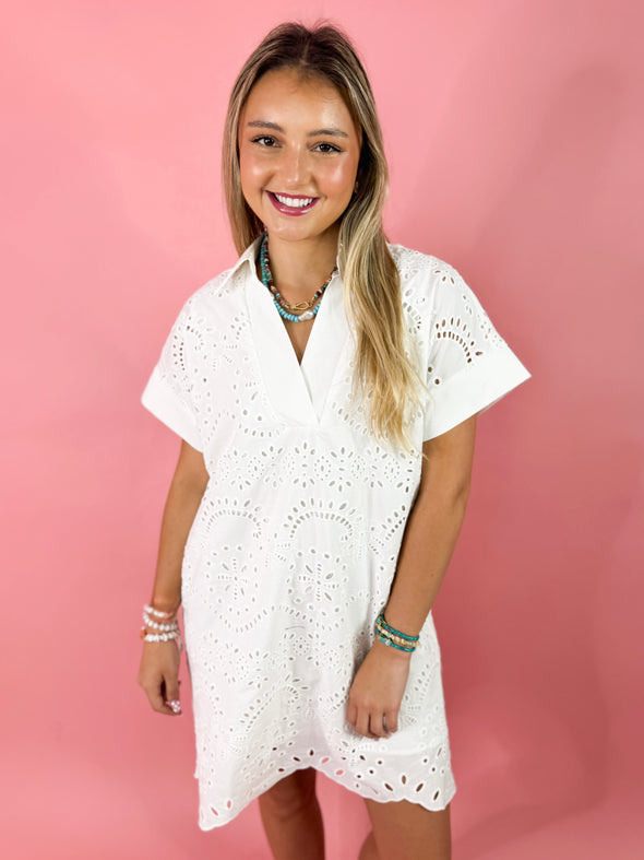 The Serena Eyelet Dress-White