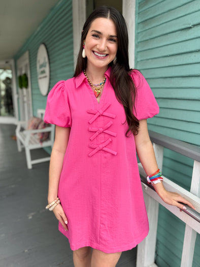 The Brooklyn Bow Dress-Pink
