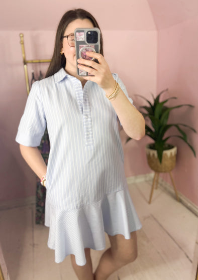 The Tori Stripe Dress-Blue