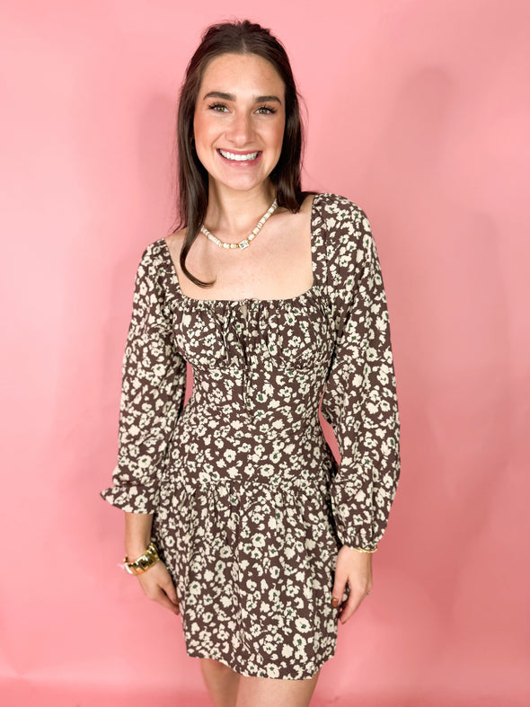 The Evelyn Corset Mini Dress-Mocha