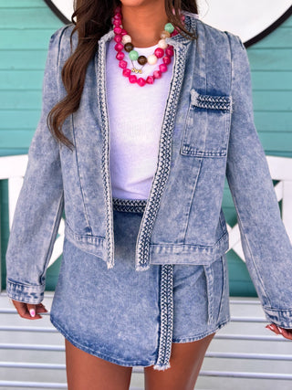 The Mariah Braided Jacket-Denim