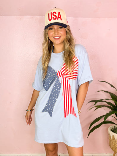 The American Bow Dress-Blue