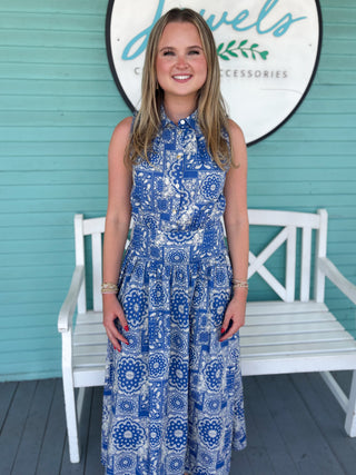 The Emma Medallion Maxi Dress-Blue