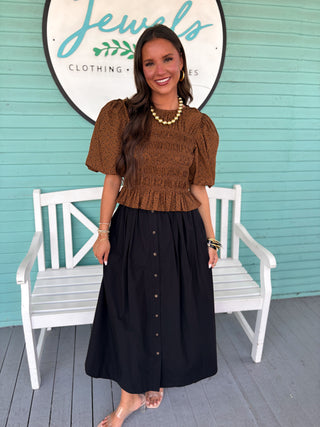 The Steve Button Skirt-Black