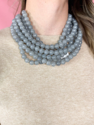 Chunky Beaded Layered Necklace-Multiple Colors