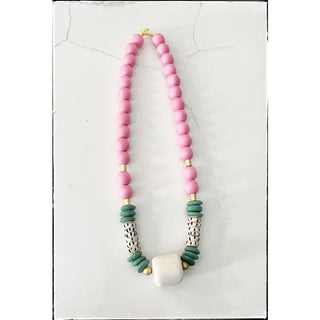 The Presley Multi Necklace-Pink/Ivory