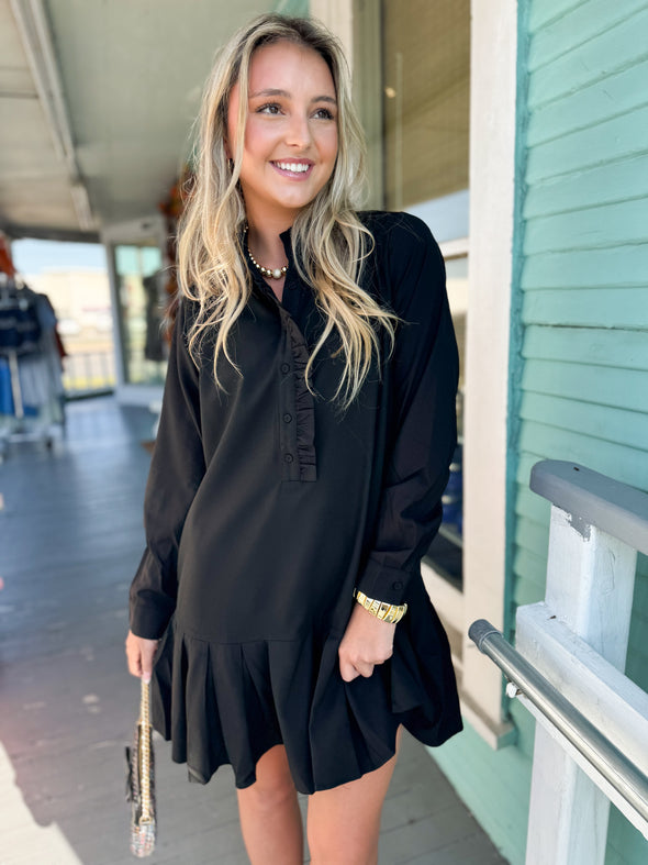 The Amber Long Sleeve Dress-Black