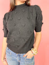 black 3d floral sweater 