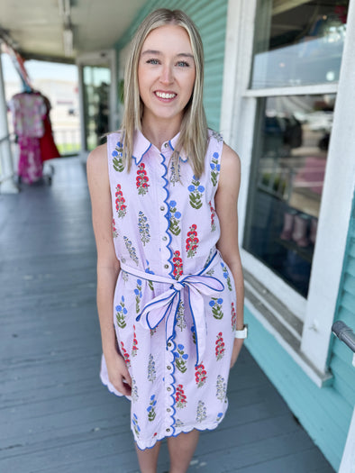 purple dress with floral 