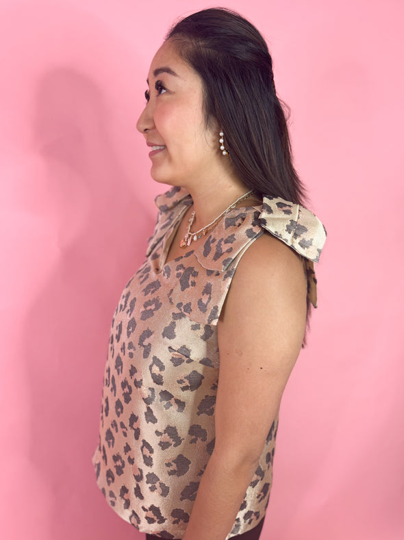 The Casey Leopard Top-Gold