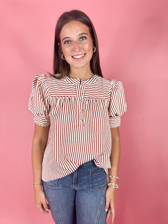 The Avery Stripe Top-Rust