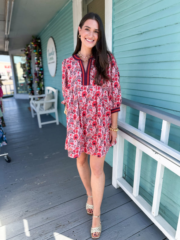 The Paige Floral Dress-Rose