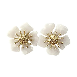 The Torunn Flower Earring-White
