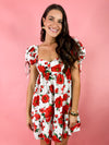 red floral dress