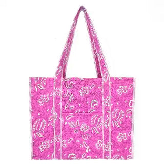 The Annie Quilted Block-Printed Tote Bag-6 Colors