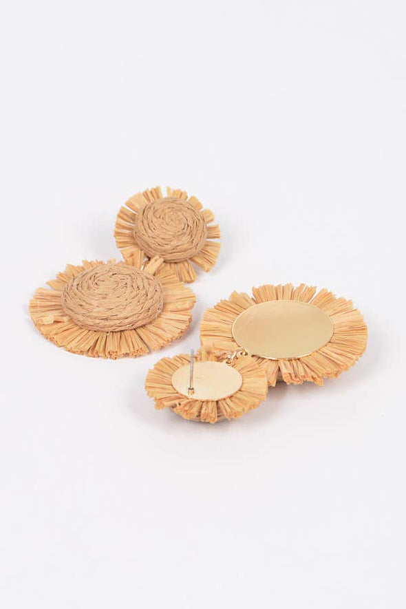 Circle Raffia Earring-Multiple Colors