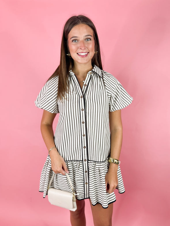 black an white stripe dress
