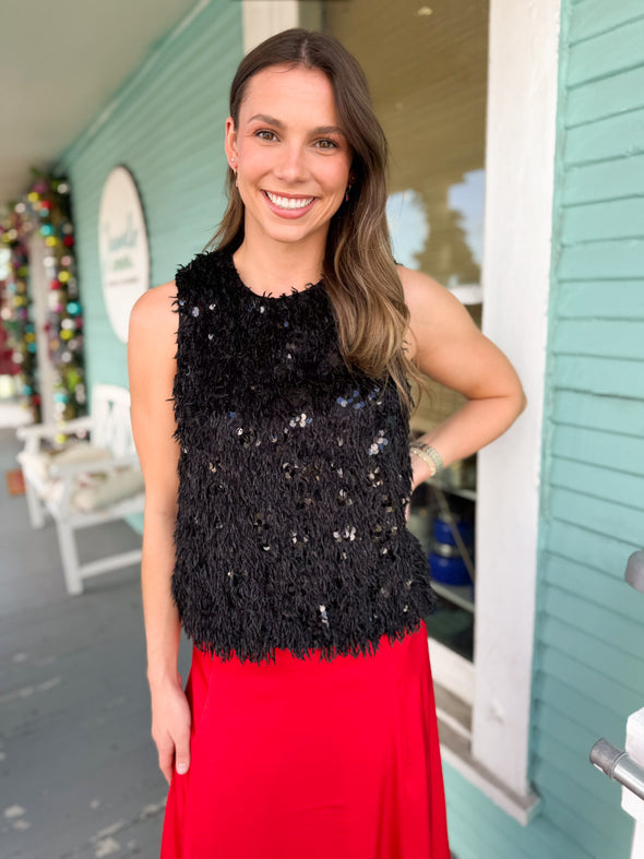 (THML) The Symone Sequin Tank-Black