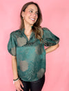green floral short sleeve top 