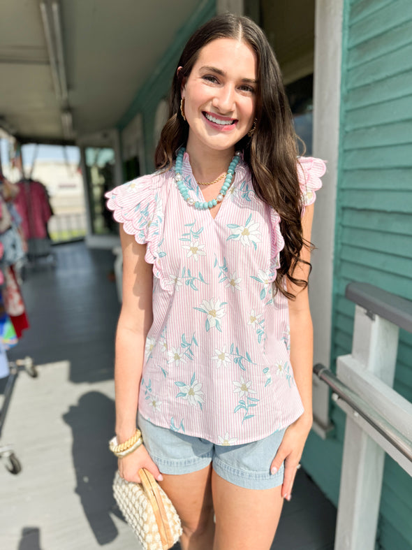 The Renee Floral Top-Pink