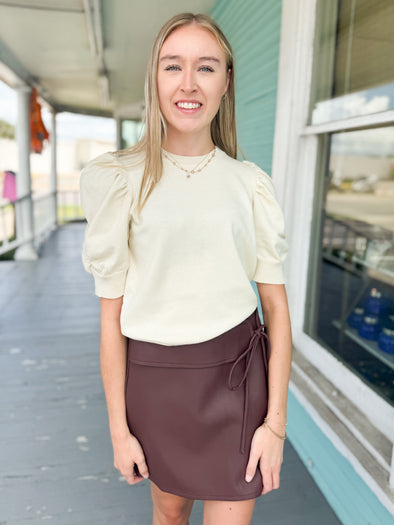 The Alex Leather Mini Skirt-Wine