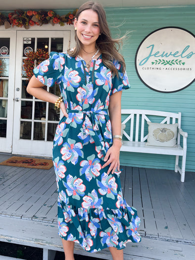 The Camila Floral Dress-Green