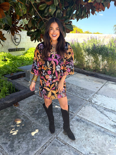 (Buddy Love) Madison Peacock Floral-Black