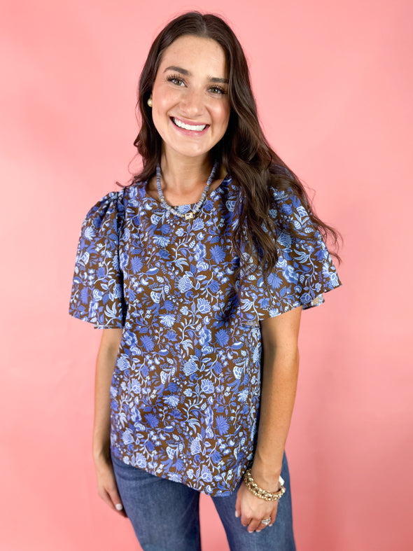 The Bruce Floral Top-Blue