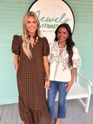 (THML) The Elsie Embroidered Top-White