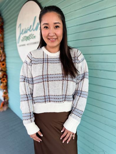 (Z Supply) The Junction Plaid Sweater-Natural
