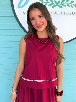 The Rachel 2 Piece Skirt Set-Burgundy