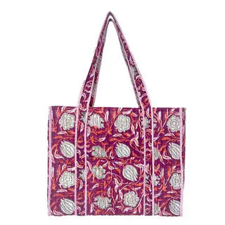 The Annie Quilted Block-Printed Tote Bag-6 Colors