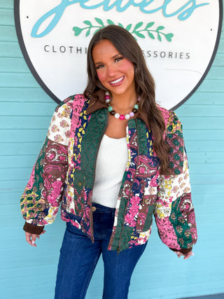 The Kaylee Pattern Print Jacket- Brown
