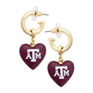 The A&M Drop Heart Earring-Maroon