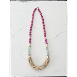 The Hattie Bead Necklace-Pink/Ivory