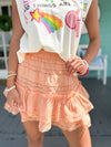 peach lace and ruffle skirt 