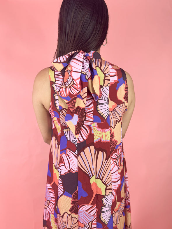(THML) The Isabel Floral Midi Dress-Burgundy