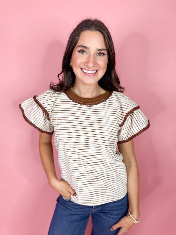The Betty Striped Top-Brown