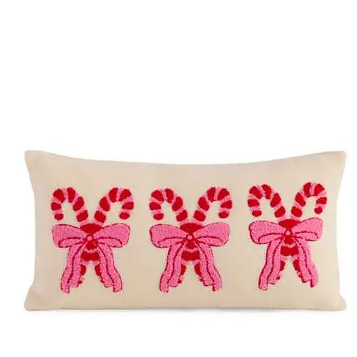 The Pretty Candy Cane Pillow-Ivory