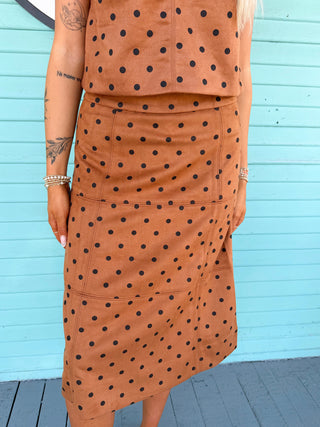 (THML) The Barb Polka Dot Suede Skirt-
