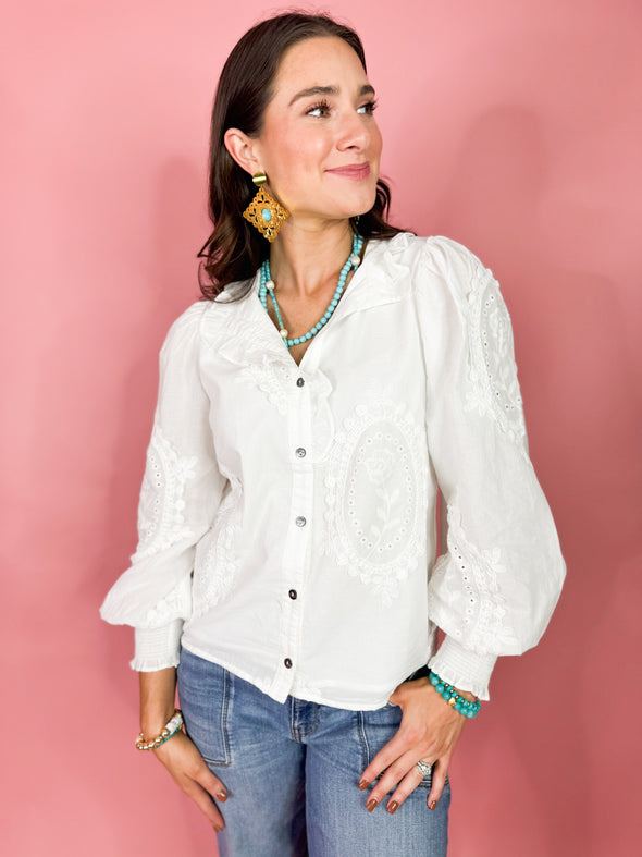 The Iris Lace Top-White