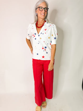 The Ferdinand Wide Leg Pant-Red