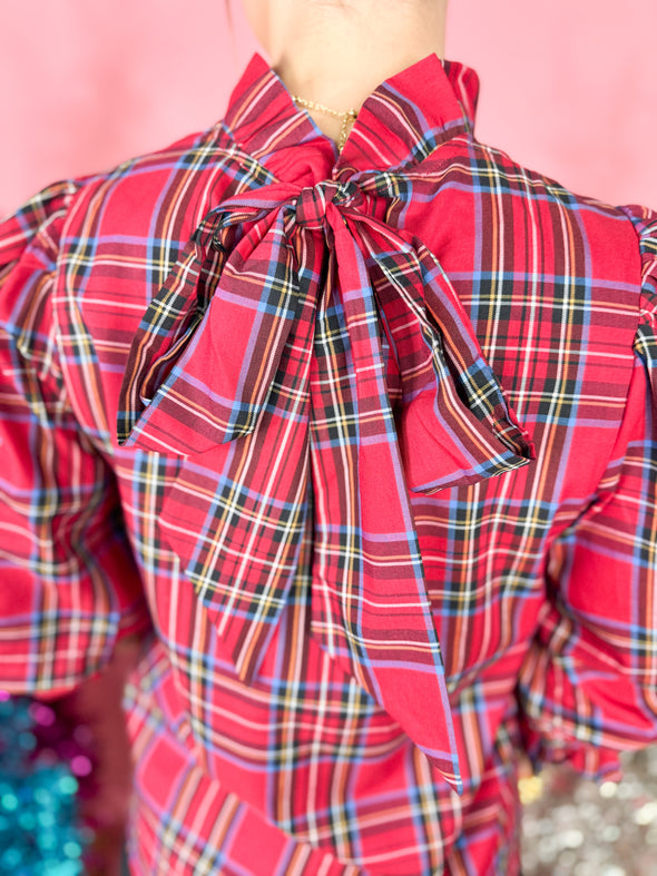 (J.Marie) The Hollis Long Sleeve Bow Top- Red