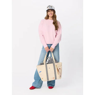 The Gameday Embroidered Tote-Black