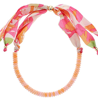 The Scarf and Bead Necklace-Pink