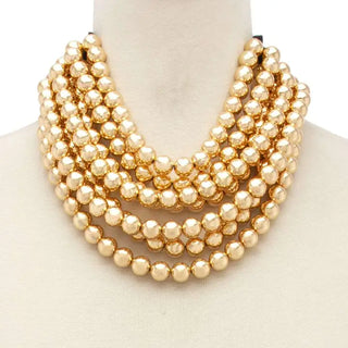 Chunky Beaded Layered Necklace-Multiple Colors