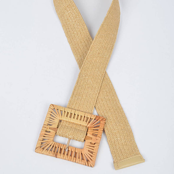 The Straw Belt with Bamboo Buckle-Ivory