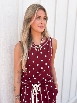The Chelly Polka Dot 2 Piece Set-Maroon